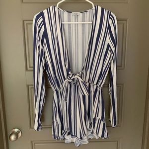 DEEP V STRIPE ROMPER